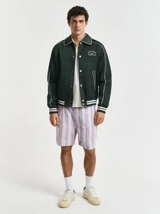 Шорты из льна с окрашенной в массе разноцветной полоской GANT, Perfect Blue/Multi