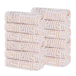 Набор хлопковых жаккардовых плюшевых полотенец для лица SUPERIOR из 12 предметов с геометрическим рисунком, золотой