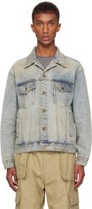 Синяя джинсовая куртка с потертостями We11done, Sky