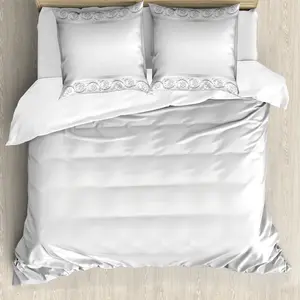 Пододеяльник ABAKUHAUS в стиле ретро, классический свадебный цветочный мотив, защита от клещей, подходит для аллергиков, с наволочками, 155 см x 220 см - 80 x 80 см, белый и серый Abakuhaus