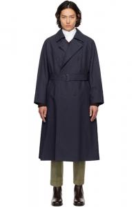 Тренчкот из темно-синего хлопка высокой плотности с широкой подкладкой YLÈVE