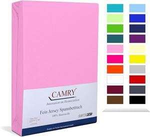 Простыня приталенного джерси Carmy 90х200 - 100х200 см светло-розовая 100% хлопок Camry