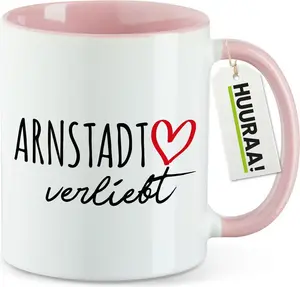 Кружка с мотивом Huuraa Arnstadt in Love Gift 330 мл Розовый Arnstadt Souvenir Hellweg Druckerei