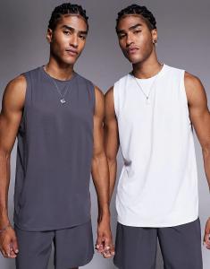 4505 Icon Быстросохнущий сетчатый тренировочный бак, набор из 2 шт., цвет графитовый и белый