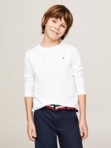 Детская базовая футболка с длинным рукавом и круглым вырезом Tommy Hilfiger, White