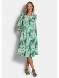 GOLDNER Маленький размер: Платье-рубашка, платье миди с принтом в виде листьев, зеленого/узорчатого цвета