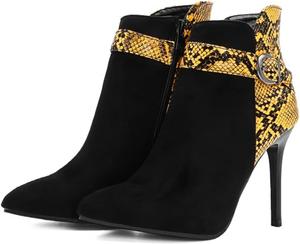 Женские ботильоны CoceMoce на высоком каблуке-стилетто с острым носком, короткие ботинки с молнией, змеиный принт, осенне-зимняя обувь для платьев, вечерние, для свиданий и бальных танцев