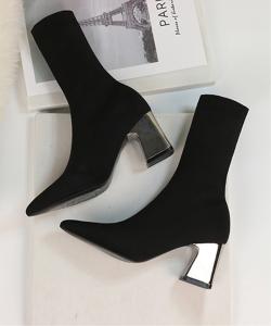 Ботинки-носки на толстом каблуке Jasmine Grandiflorum/ Жасмин 7 см, цвет Black