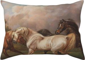 Pevtufa Декоративная подушка с принтом "Три лошади" в стиле масляной живописи Three Horses Oil Painting