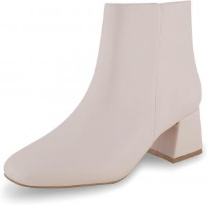 Женские ботильоны FOWT с квадратным носком, на молнии сбоку, с массивным низким каблуком, широкие голенища, осень-зима, для улицы, размер 4-16 США, White