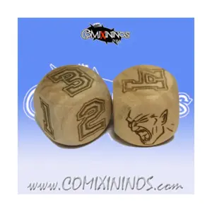 Набор из 2 кубиков вампиров с цифрами, Fantasy Football Miniatures - Wooden Dice (20mm)