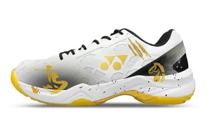 Кроссовки для бадминтона Power Cushion Unisex, искусственная кожа, низкие YONEX, белый золотой черный