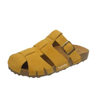 SUPEREDGE Женские кожаные сандалии с закрытым носком, устойчивые к истиранию, желтые