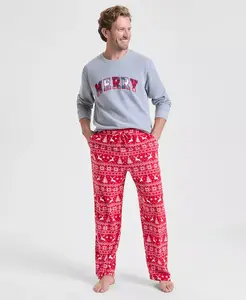 Мужские пижамные штаны с оленями в стиле Fair Isle Holiday Lane, красный