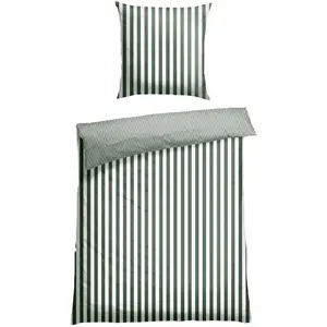 Постельное белье Schiesser «Мария из мягкого хлопка и полоски по всей поверхности», MADE IN GREEN от OEKO-TEX, темно-зеленый