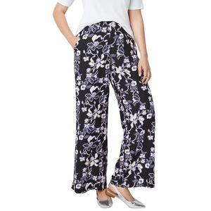 Женские мягкие широкие брюки ellos больших размеров с эластичной спинкой Ellos, цвет Navy Floral Print