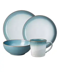 Сервиз из 4-х предметов «Лазурная дымка» Denby, teal/white