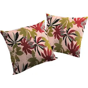 Подушка для декора Jungle с сертификатом GOTS - наволочка без наполнителя, 1 штука Adam, Dunkelrot/rosa + bedruckt