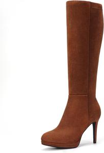 Женские черные сапоги Lumeheel до колена с платформой, заостренным носком и каблуком-стилетто из замши, высокие сапоги для осени и зимы