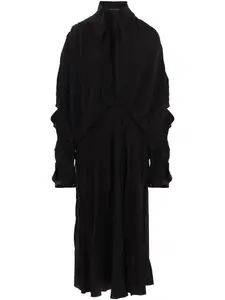 Шелковое платье с жатым эффектом BALENCIAGA, черный