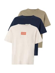 JACK & JONES Футболка 'JJFRANK' в цветах экрю, темно-синий, оливковый