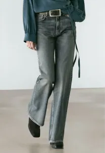 Джинсы прямого кроя с завышенной талией и расклешенными штанинами. Massimo Dutti, Blue Denim