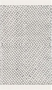 SAFAVIEH Natura Collection ковер 61 x 92 см Ivory / Black NAT357A ручной работы бохо с кистями из шерсти для прихожей гостиной фойе спальни