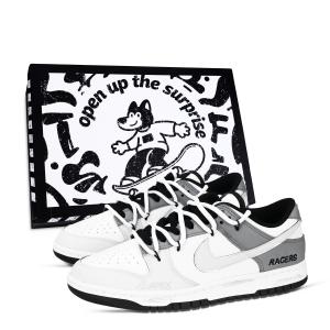 Nike Дунк байкер гоночная трасса устойчивые к истиранию лоу-топ скейтборд обувь унисекс black white gray