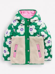 Детская куртка Janie Borg с капюшоном и молнией Mini Boden, Rich Emerald Green