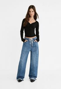 Футболка с длинным рукавом Stradivarius, черная