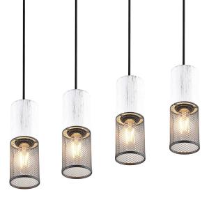 Подвесной светильник Trio Tosh Typ A, железо / дуб - черный / белый - количество языков пламени: 4