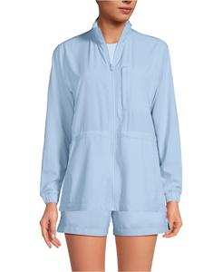 Женская спортивная рубашка на молнии, которую можно сложить и упаковать Lands' End, Soft blue haze