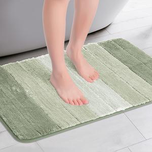 Коврик для ванной комнаты из плюша с градиентной полоской из микрофибры, коврик для ванной с подложкой из ТПР, 16 x 24 дюйма Unique Bargains, зеленый