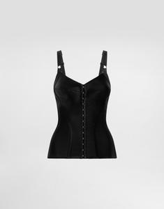 Эластичный атласный бюстье-топ Dolce & Gabbana, черный