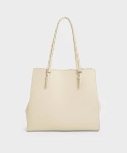 Классическая сумка-тоут с двумя ручками Charles & Keith, цвет Beige