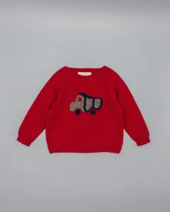 Детский вязаный джемпер с грузовиком Fina Ejerique, красный