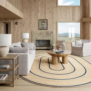 Ковер Ripplewood Oval Jute Area Rug nuLOOM, 76x244 см, темно-синий