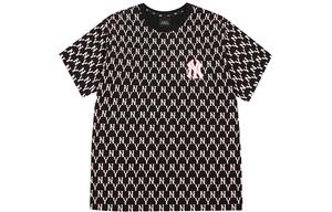 Футболка унисекс New York Yankees черная с розовым логотипом MLB