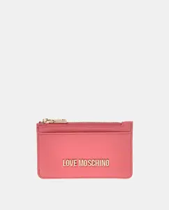Держатель для карт с застежкой-молнией Love Moschino, коралловый