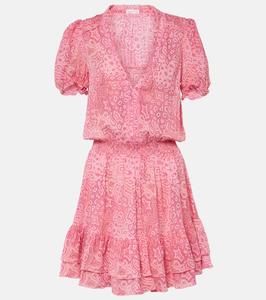 Многоярусное мини-платье с принтом Биби Poupette St Barth, Pink Sea Water