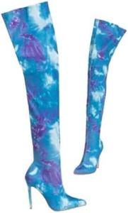 Женские ботфорты Liliana из искусственной кожи с острым носком и тонким каблуком, Blue Tye Dye