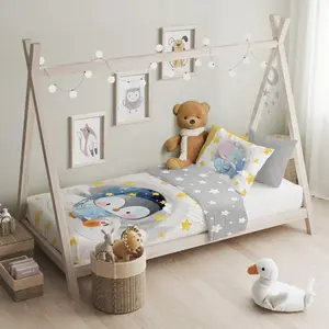 Детский комплект постельного белья с принтом пингвинов, 100х135 см + 40х60 см texpot