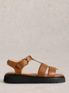 Рыбацкие сандалии с т-образной планкой из розовой кожи White Stuff, цвет Mid Tan