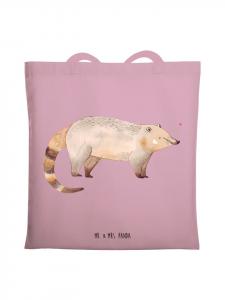 Mr. & Mrs. Panda Хлопковая сумка-шоппер с принтом коати, без надписи, пастельно-розового цвета