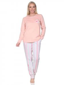 NORMANN Пижама с длинными рукавами в полоску, большие размеры 125 201 90 667, абрикосовый цвет