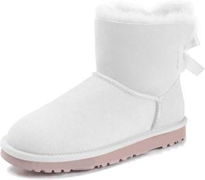 Женские зимние утепленные мехом ботинки YDN, сапожки до щиколотки с круглым носком, на низком каблуке, без шнуровки, размер 4-15 US, White