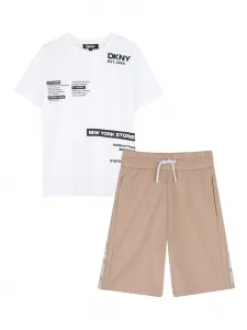 Комплект из Футболка и шортов с логотипом Dkny Kids, белый