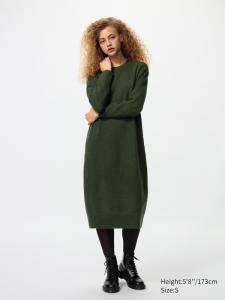 Платье из пряжи Soufflé Uniqlo, 58 dark green