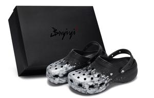 Классические сабо на платформе 811, производство, спрей на месте, специальные женские сабо из коробки для обуви, черные, серебристые Crocs, Black Silver