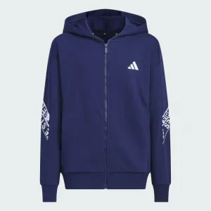 Детская толстовка adidas с надписью, свободного кроя, из французского махрового трикотажа, на молнии.